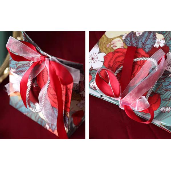COA Ladies Hand-Held Kraft Floral Shopping Bag Flower Paper Bag Handbag