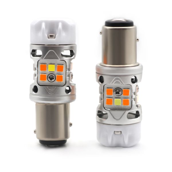 Newest Innovative T3 Dual Color Switchback CANBUS LED Bulb 1157 BAY15D With 1200LM Anti Hyper Flash Amber Turn Signal Light and White DRL