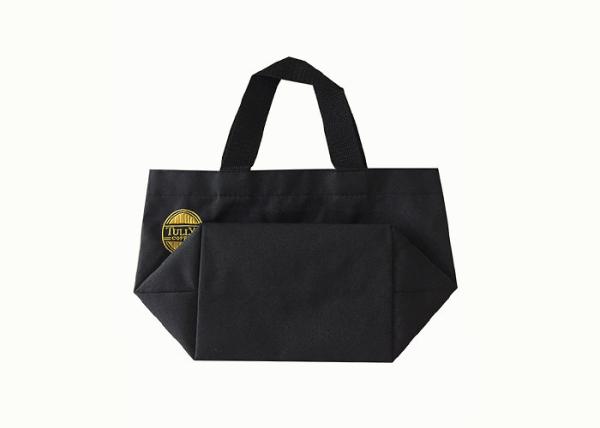 Black Embroidery 600D Polyester Tote Bags AZO Free Polyester Reusable Bags