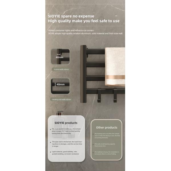 Three-layer Modern Design Steel Bathroom Heated Towel Warmer Rail Electric 1000 400