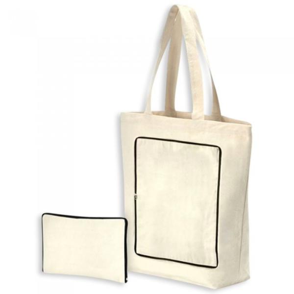 8OZ 10OZ Canvas Cotton Collapsible Grocery Bags Foldaway Shopping Bag Custom Printing