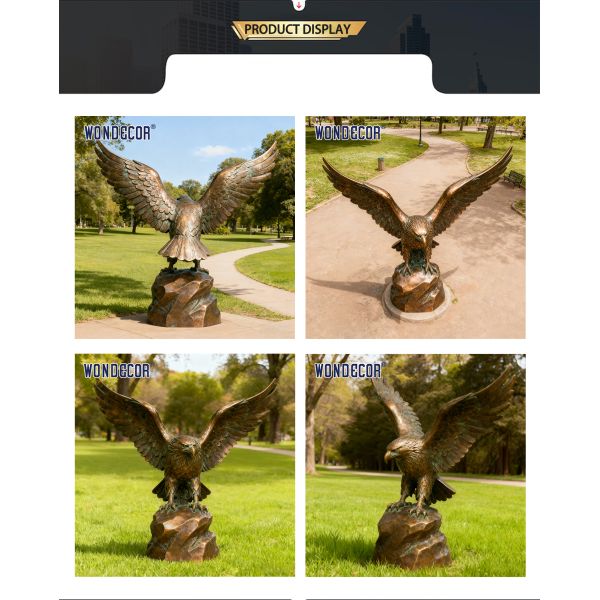 Outdoor Large Art-style Bronze Eagle Spreading Wings Sculpture