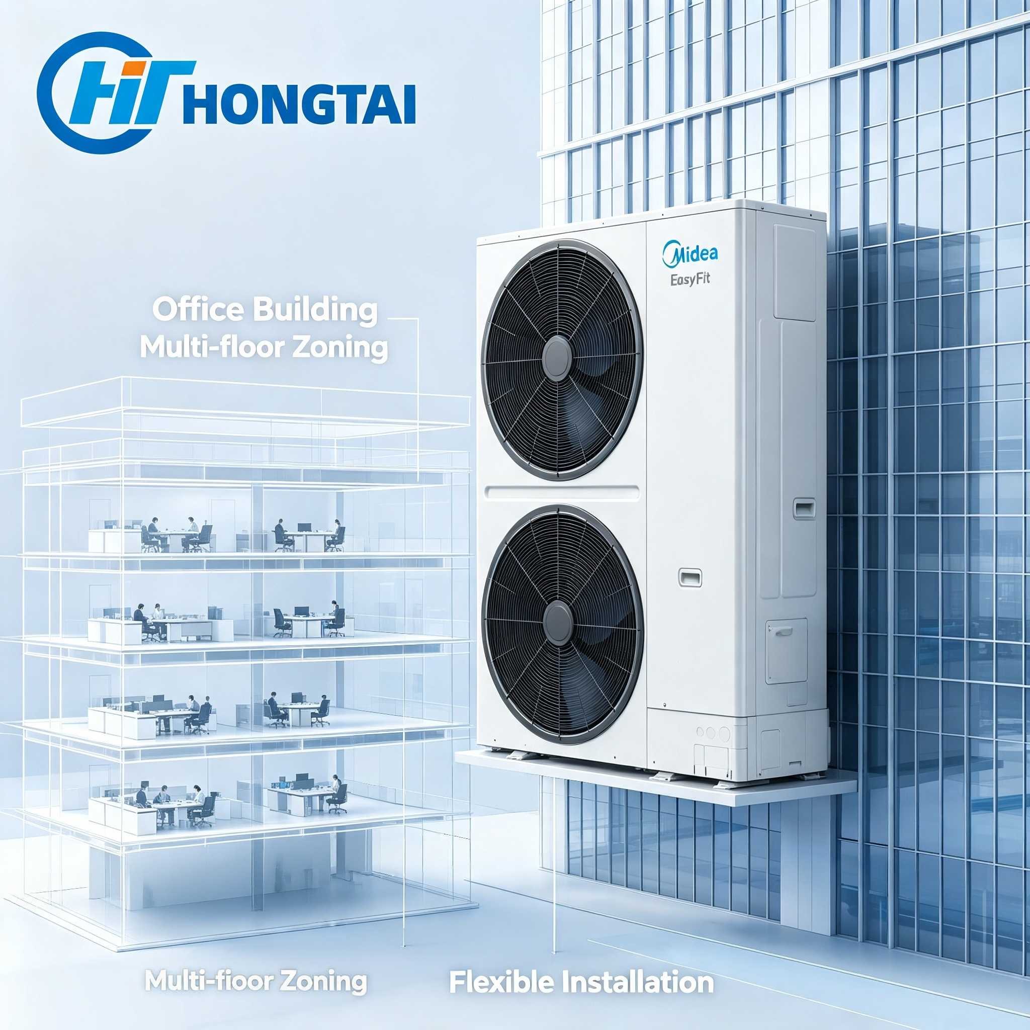 Midea V8 EasyFit VRF Compact Retrofit Solution for Space Limited HVAC Installation Engineered for Renovation Minimal Footprint Maximum Flexibility Zero Compromise