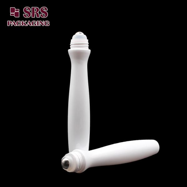 SRS high quality plastic white color 15ml roller ball bottle for eye cream