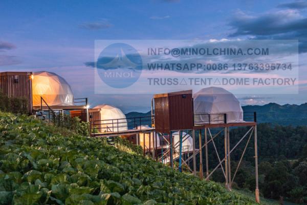 Decorated 6m Resort Geodesic Dome With Washroom