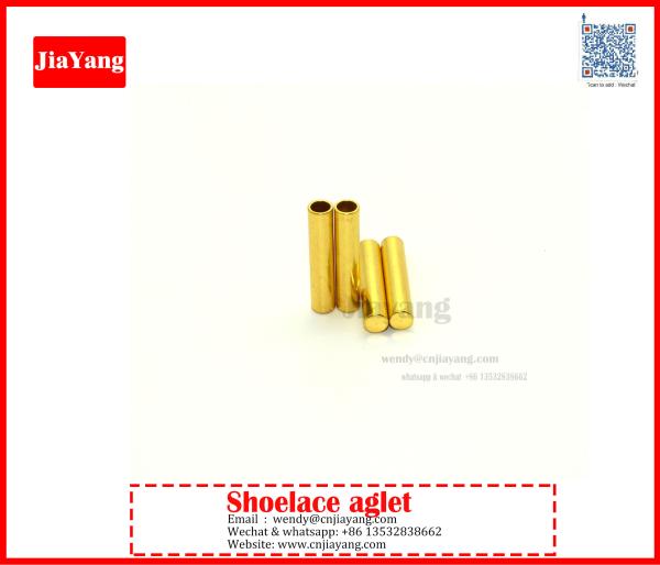 Jiayang nickle black color plated round flat metal aglets tips for shoelaces