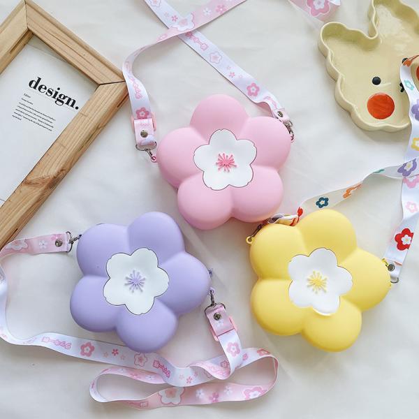 Parent-Child Messenger Bag Silicone Flower Kids Crossbody Bag Makeup Bag Storage Contianer School Office Supplies Gifts