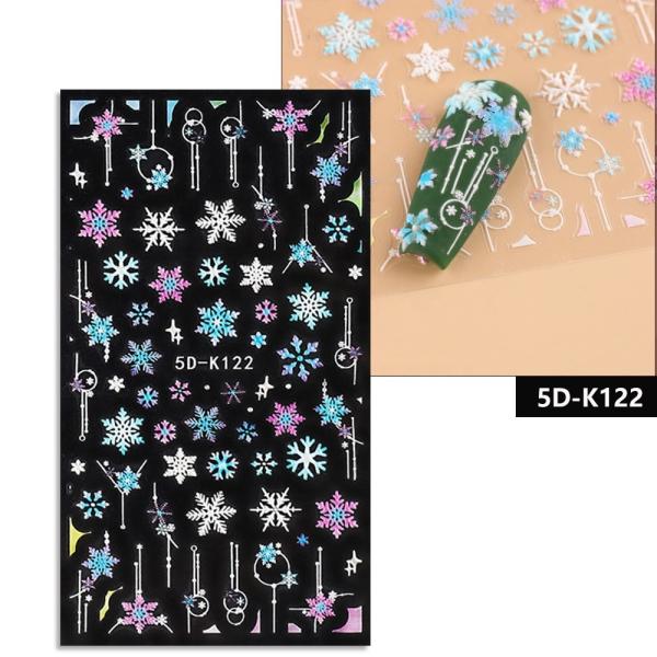 Wholesale Easy Apply Decoration Decals 5D Christmas Embossed White Snowflakes Sliders Nail Stickers for Finger Nail Beauty
