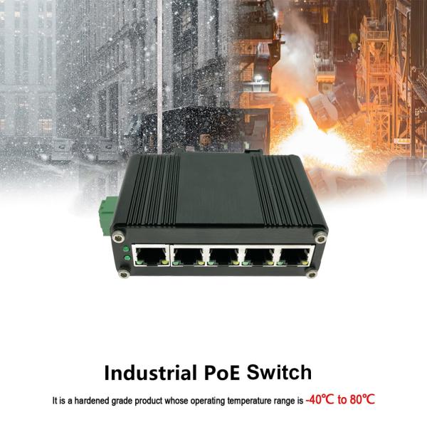 O Oem controlou o porto industrial dos ethernet 5 do interruptor do ponto de entrada da montagem do trilho do ruído