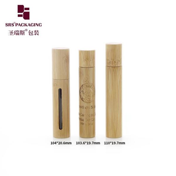 BG(G)-10ML Empty Bamboo Roller Bottle Real Wood Bamboo Material For Essential Oil With Window Glass Applicator Ball