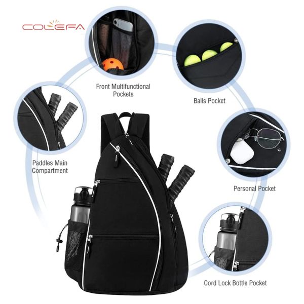 400D Oxford Fabric Tennis Sports Racket Bag Backpack Storage Pouch Breathable Portable Backpack Container with Customized Logo