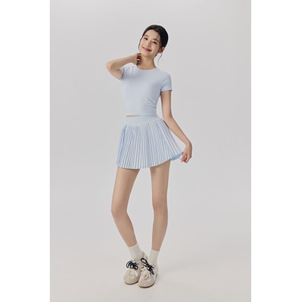 Lightweight Lavender Pleated Active Skort with Built-in Shorts for Tennis and Running