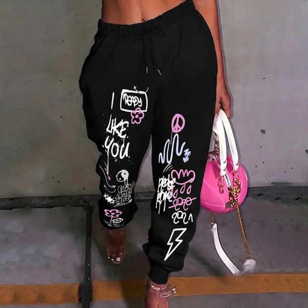 Knitted Women Pants Flat Front Casual Wear Wide Leg Sweatpants Womens