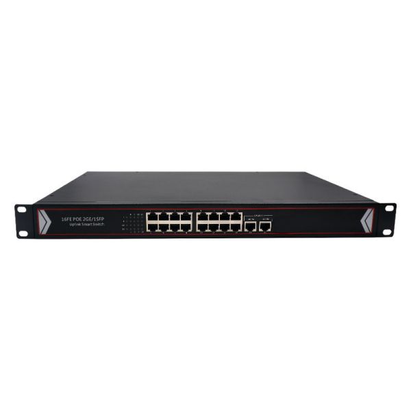 16 Port 10/100 Mbps PoE Switch Rackmount With 2 Gigabit Uplink IEEE 802.3af/At