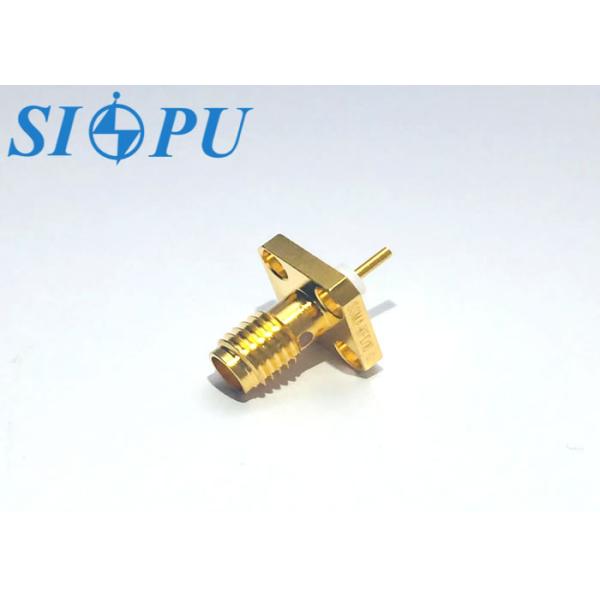 Conector coaxial de RF femenino SSMA cuerpo de latón, montaje de brida de cuatro agujeros