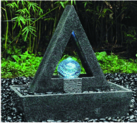 Rolling Granite Ball Fountain , Stone Sculpture Outdoor Garden Fountains
