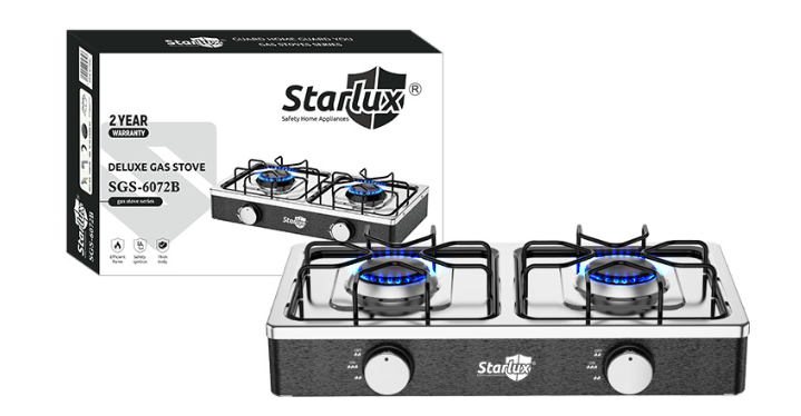 Table de cuisson à gaz 2 brûleurs à allumage manuel, noir en acier inoxydable, revêtement résistant à l'huile