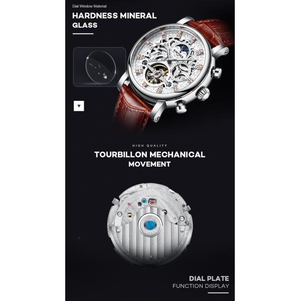 KINYUED Watch Leather Strap Tourbillon Skeleton Watches Men Luxury In Stock Automatic Mechanical Watch