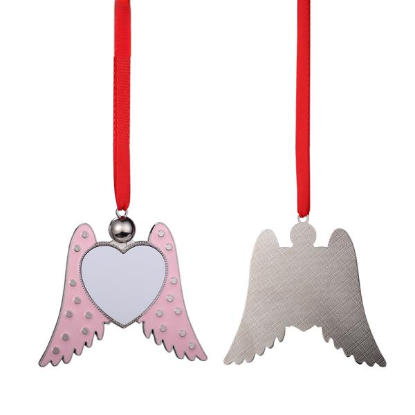 Sublimation Blank Metal Angel Wings Christmas Ornaments Custom Christmas Gifts