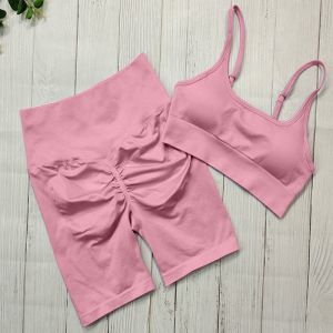 Обмундирования йоги лета 2 Multicolor Ruched шорты батта поднимаясь и Breathable бюстгальтер спорт