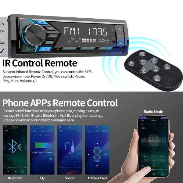 Настройка RTS Single Din Car Radio Universal 1Din MP3 Встроенное автомобильное радио BT для автомобильного проигрывателя