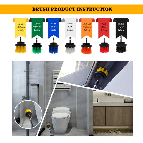 3Pcs/Set Electric Drill Scrubber Brush Plastic Round Cleaning Brush For Carpet Glass Car Tires Nylon Brushes