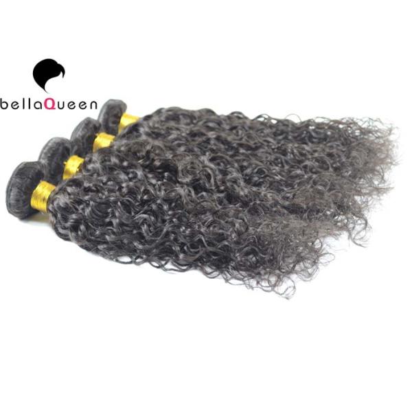 Perruques noires naturelles non-traitées crues de dentelle de cheveux de vague d'eau, 14