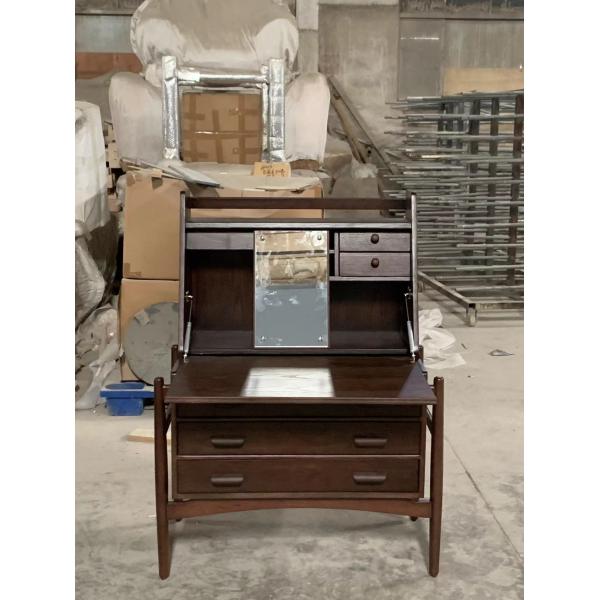 Bedroom Wooden Makeup Vanity Desk Retro Luxury Dressing Table With Mirror