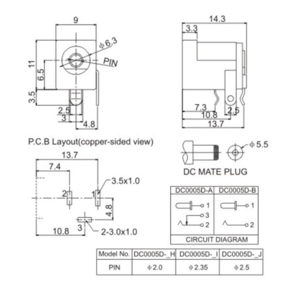 Соединитель Джек 30V DC 2 Pin не замыкая накоротко время ISO9001 одобрил