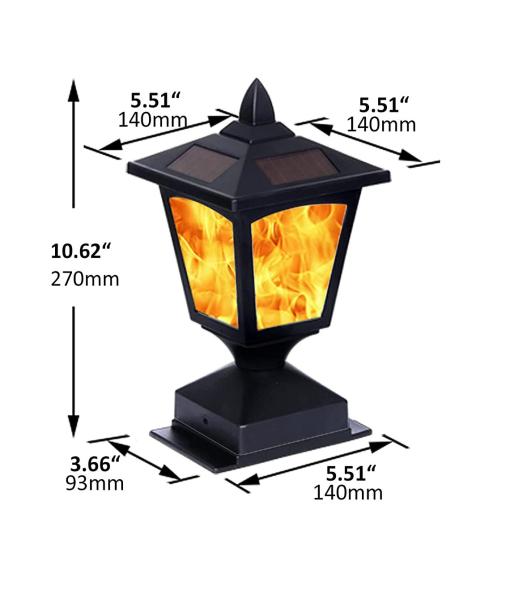 15lm Solar Post Flame Light Outdoor Solar Fence Post Lights Wih Flickering Flame
