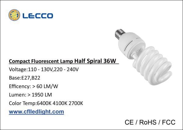 2000LM Compact Fluorescent Light Cfl Bulbs 36W PBT Materials Plastic Cover