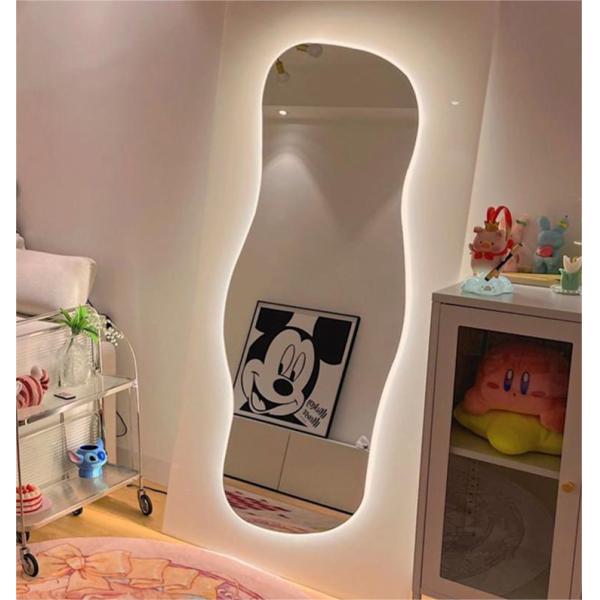 Asymmetrical Backlit Tall Lighted Mirror Floor Length Custom