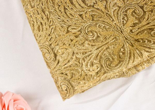 Do ouro floral do teste padrão da forma tela de nylon do laço de Lurex para o vestido do partido/banquete