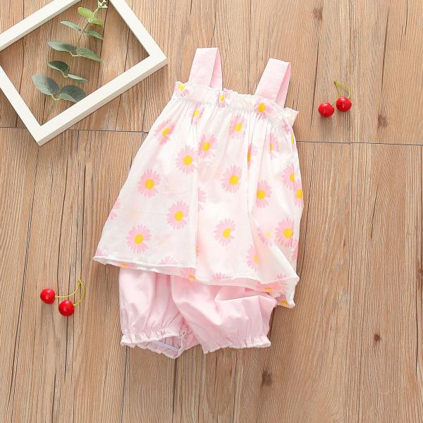 Girl Cotton 39in Green Short Sleeve Shirts Short Pant Suit Childrens