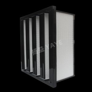 12 Pleats V Bank Air Filter Fiberglass HVAC Panel Filter With Galvanized Steel