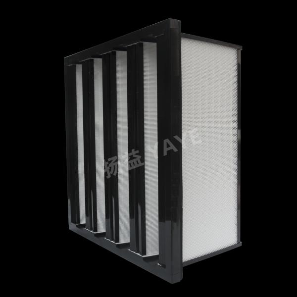 12 Pleats V Bank Air Filter Fiberglass HVAC Panel Filter With Galvanized Steel Frame