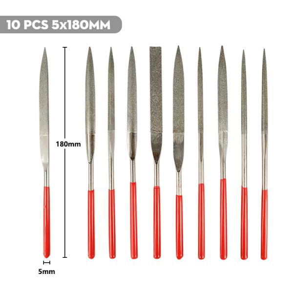 Сверление древесины 10PCS набор с бриллиантовым покрытием иглы плоские файлы для шлифовки твердых материалов