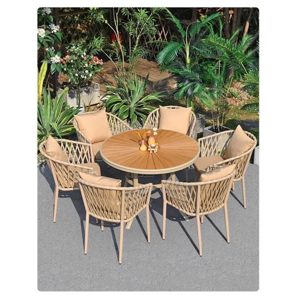 Luxury Nordic-Style Outdoor Furniture Premium Weatherproof Rattan Dining Set For Patio And Garden