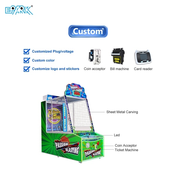 Kids Ball  Game Machine Video Toss Ball Challenge Hit Target Machine Ticket Redemption Machine