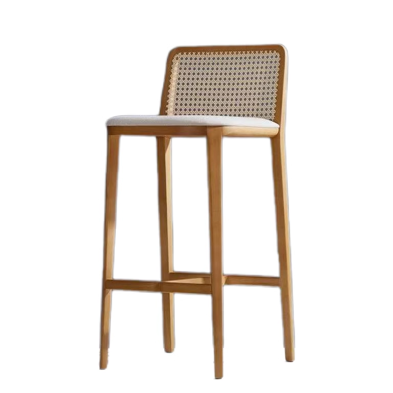 Nordic Modern Coffee Shop Front Counter High bar Stool Garden Courtyard Creative Solid Wood Hand Made Rattan bar Chair