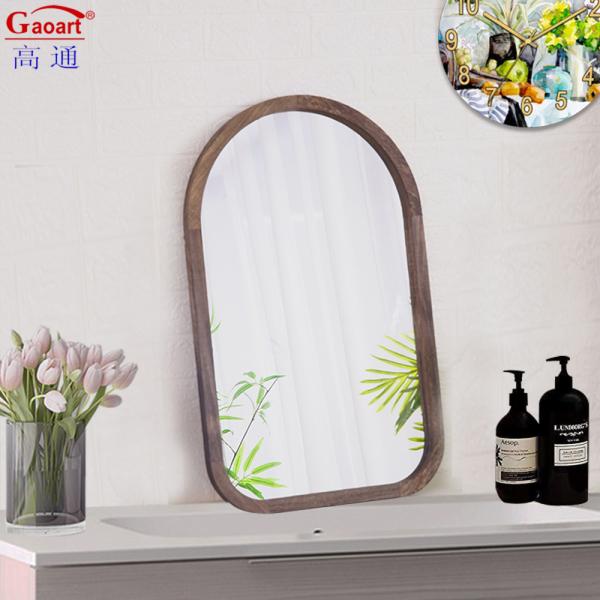 Современная арка полная длина Антикварный наклейка с деревянным зеркалом для декора ванной комнаты