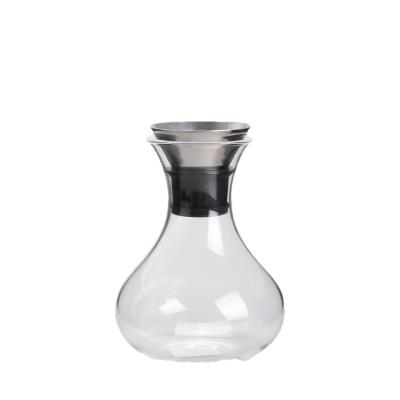 Big Belly Glass Water Pitcher 1000ML Glass Jug With Spout Stainless Steel
