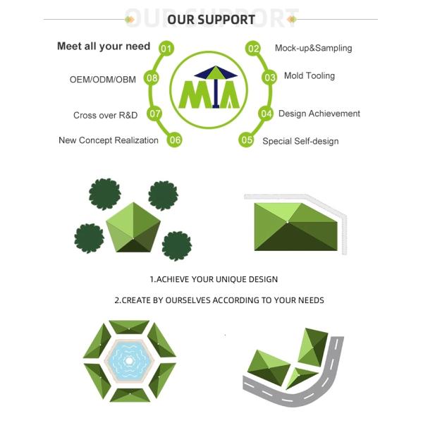 2.45m Large Waterproof Garden Umbrellas Heavy Duty Parasol Sun Umbrella