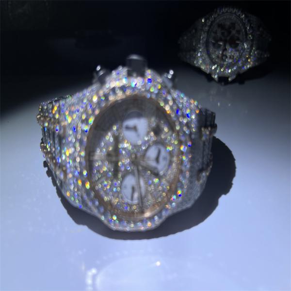 Автоматический бюст Moissanite вниз с дозора обил сетноой-аналогов дозор белого золота 14k