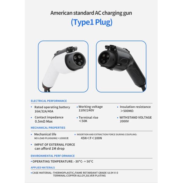 Type 1 chargeur de véhicule électrique pistolet de charge eV accessoires Sae J1772 connecteur