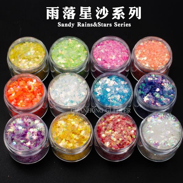 Glass Tumbler Chunky Hex Glitter Sparkle Mix Powder Stars Flowers Moons Hearts