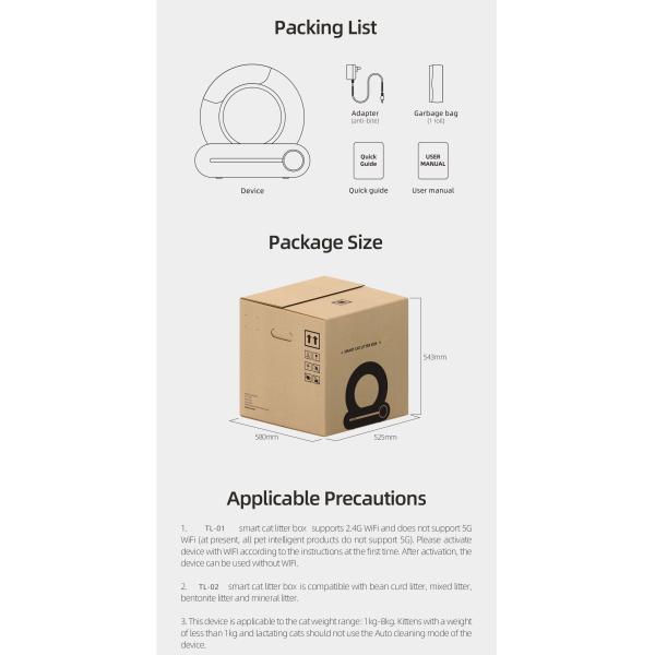 9L inodoro inteligente para gatos PP PS caja de basura de limpieza propia inteligente 900ml