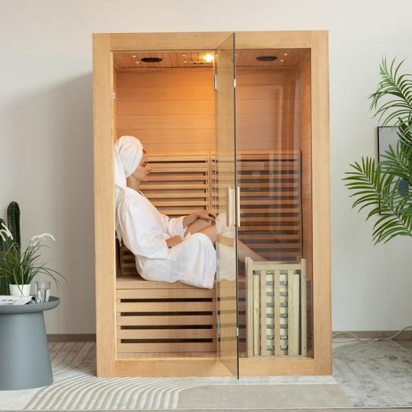 OEM Indoor 2 People Size Wooden Steam Sauna Room With 3KW Stove