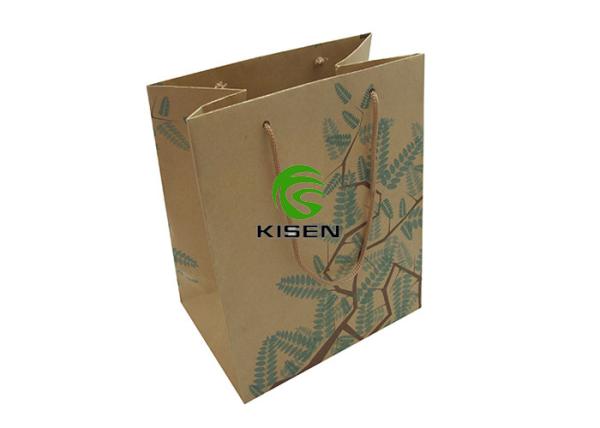 High End Brown Paper Twist Handle Bags , Brown Kraft Flat Handle Grocery Bags For Clothing