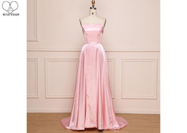 Yellow Long Tail Gown Stretch Satin Fabric Sleeveless Backless Bandage For Party